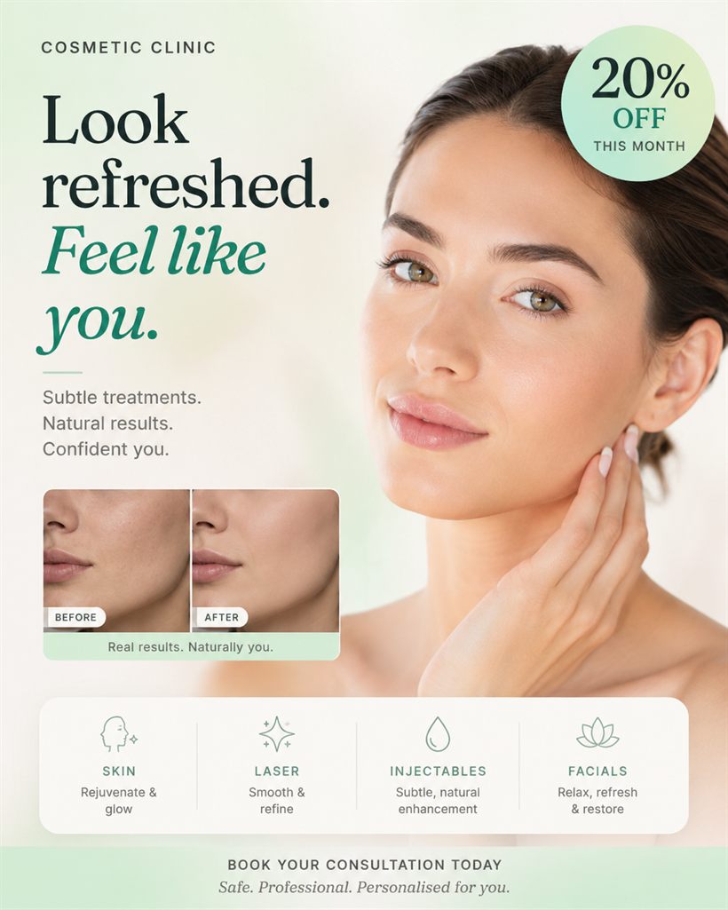 A pretty but generic cosmetic clinic ad