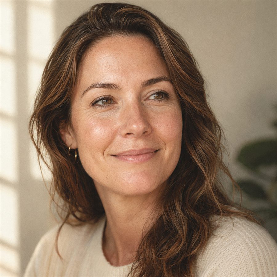 A confident client with healthy, natural-looking skin